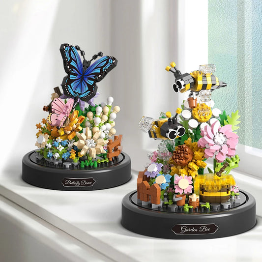 DIY Bienen Schmetterling Blumenstrauß aus Bausteinen